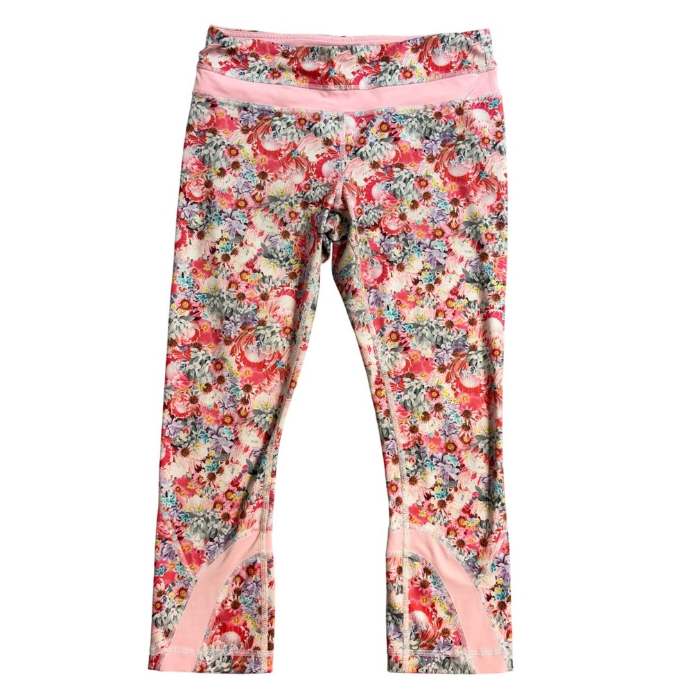 Lululemon Inspire  Flowabunga Floral Print Crop Leggings Size 6 Pink